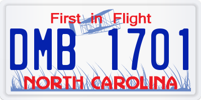 NC license plate DMB1701