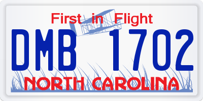 NC license plate DMB1702