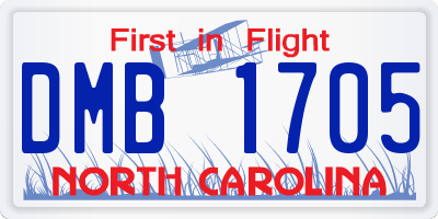 NC license plate DMB1705