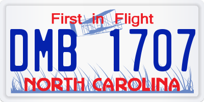 NC license plate DMB1707