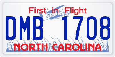 NC license plate DMB1708