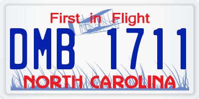 NC license plate DMB1711