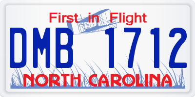 NC license plate DMB1712