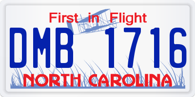 NC license plate DMB1716