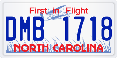 NC license plate DMB1718