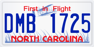 NC license plate DMB1725