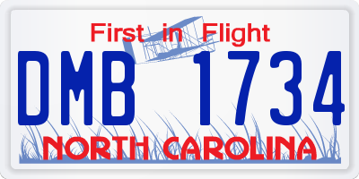 NC license plate DMB1734