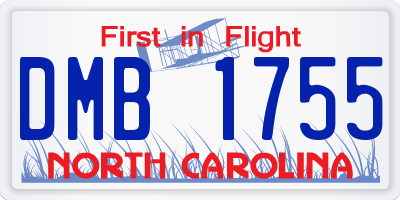 NC license plate DMB1755