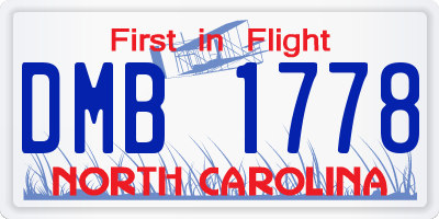 NC license plate DMB1778