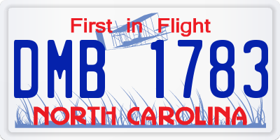 NC license plate DMB1783