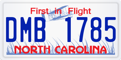 NC license plate DMB1785