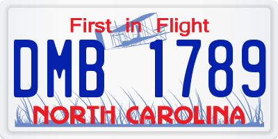 NC license plate DMB1789