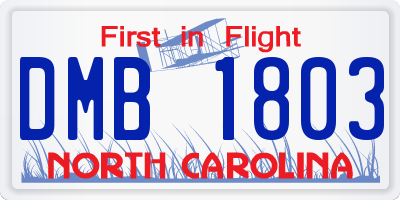 NC license plate DMB1803