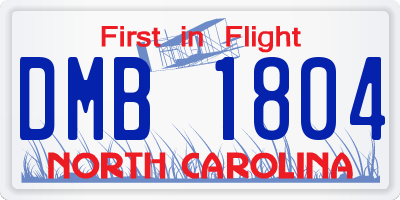 NC license plate DMB1804