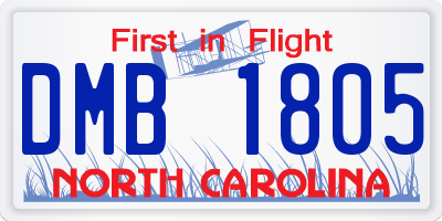 NC license plate DMB1805