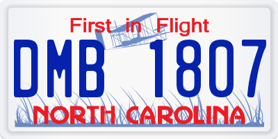 NC license plate DMB1807