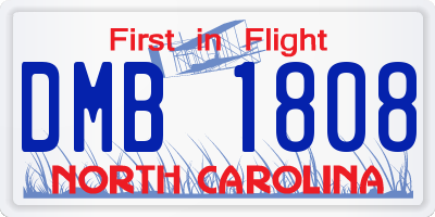 NC license plate DMB1808