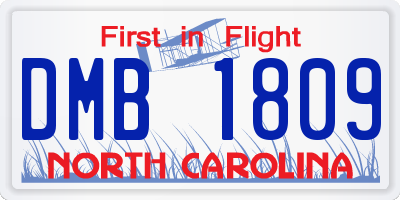 NC license plate DMB1809