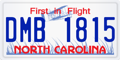 NC license plate DMB1815