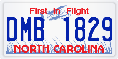 NC license plate DMB1829