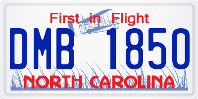 NC license plate DMB1850
