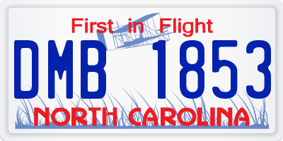 NC license plate DMB1853