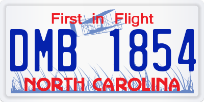 NC license plate DMB1854