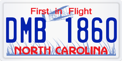NC license plate DMB1860
