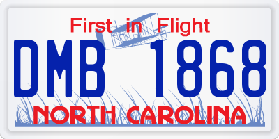 NC license plate DMB1868
