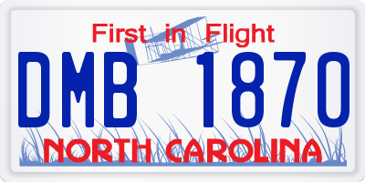 NC license plate DMB1870