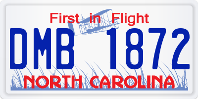 NC license plate DMB1872