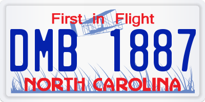 NC license plate DMB1887