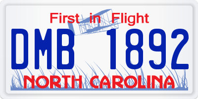 NC license plate DMB1892