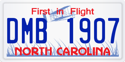NC license plate DMB1907
