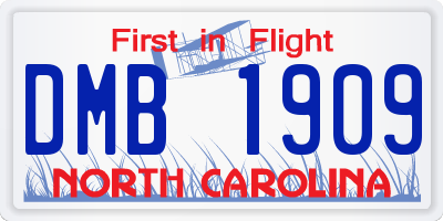 NC license plate DMB1909
