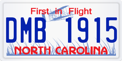 NC license plate DMB1915