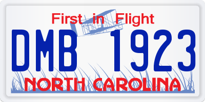 NC license plate DMB1923