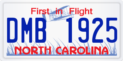 NC license plate DMB1925
