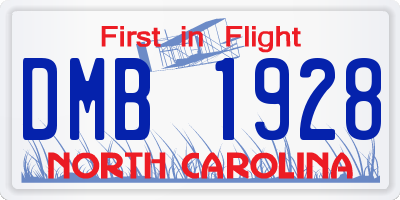 NC license plate DMB1928