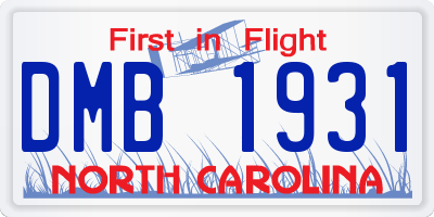 NC license plate DMB1931