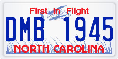 NC license plate DMB1945