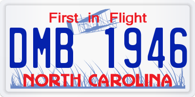 NC license plate DMB1946