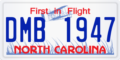NC license plate DMB1947