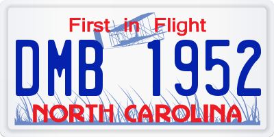 NC license plate DMB1952