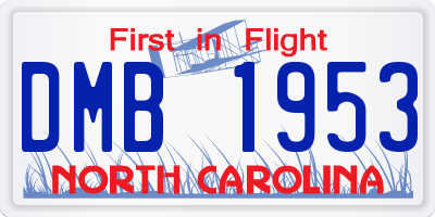 NC license plate DMB1953