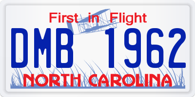 NC license plate DMB1962