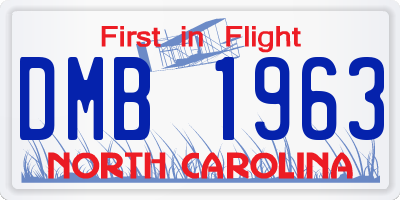 NC license plate DMB1963