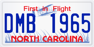 NC license plate DMB1965