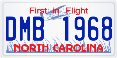 NC license plate DMB1968