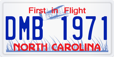 NC license plate DMB1971